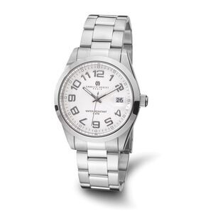 Charles Hubert Mens Stainless Steel White Dial Analog Watch